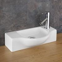 Countertop 44cm x 24.5cm Narrow Viterbo Space Saving White Sink
