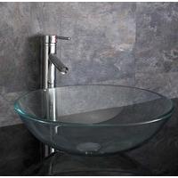 Counter Mounted 42cm Glass Padova 42cm Clear Circular Wash Basin
