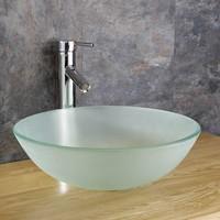 Countertop 31cm Frosted Glass Monza 31cm Round Washbasin Sink