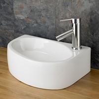 Countertop Balsamo 42cm by 29cm Right Hand White Oval Bathroom Sink