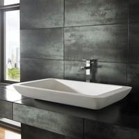 Countertop Ultra Sleek Solo 80cm by 46cm Rectangular Solid Surface Pure White Basin