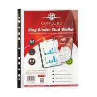 Concord Ring Binder Stud Wallet Reinforced Spine A4 Clear Pack of 5