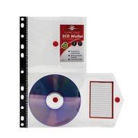 Concord Ring Binder Stud Wallet Multipunched for 2 CDs Clear Pack of 5