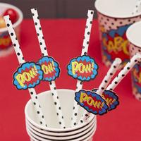 Comic Superhero Party Paper Straws