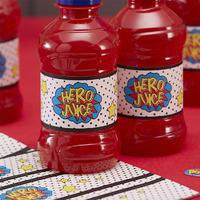 comic superhero party drinks labels