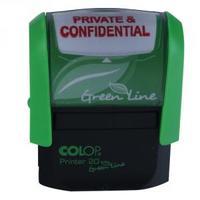 colop green line word stamp private confidential p20glpri