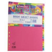 concord a4 bright a z subject dividers pack of 10 52499