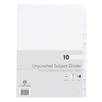 Concord A4 10-Part Unpunched Presentation Dividers Pack of 10 75801