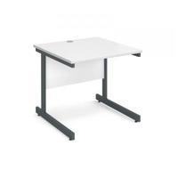 Contract 25 800 x 800 straight desk, graphite frame white top