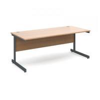 Contract 25 1800 x 800 straight desk, graphite frame beech top