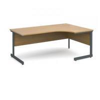 contract 25 1800 right hand ergonomic desk graphite leg frame oak top