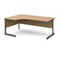 Contract 25 1800 left hand ergonomic desk, graphite leg frame oak top