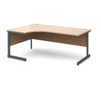 Contract 25 1800 left hand ergonomic desk, graphite leg frame beech