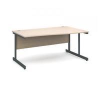 contract 25 1600 right hand wave desk graphite leg frame maple top