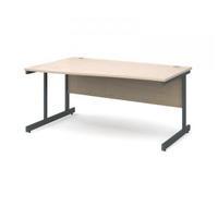 Contract 25 1600 left hand wave desk, graphite leg frame maple top