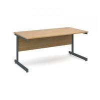 Contract 25 1600 x 800 straight desk, graphite frame oak top