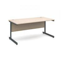 Contract 25 1600 x 800 straight desk, graphite frame maple top