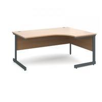 Contract 25 1600 right hand ergonomic desk, graphite leg frame beech