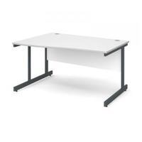 contract 25 1400 left hand wave desk graphite leg frame white top