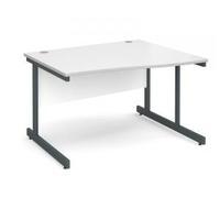 Contract 25 1200 right hand wave desk, graphite leg frame white top