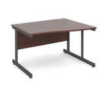 contract 25 1200 right hand wave desk graphite leg frame walnut top