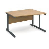 contract 25 1200 right hand wave desk graphite leg frame oak top