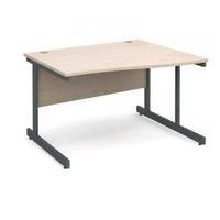 contract 25 1200 right hand wave desk graphite leg frame maple top