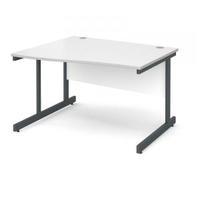 contract 25 1200 left hand wave desk graphite leg frame white top