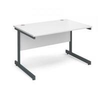 contract 25 1200 x 800 straight desk graphite frame white top