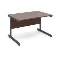 contract 25 1200 x 800 straight desk graphite frame walnut top