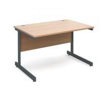 Contract 25 1200 x 800 straight desk, graphite frame beech top