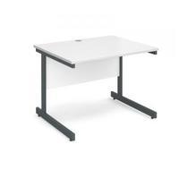 contract 25 1000 x 800 straight desk graphite frame white top