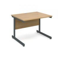 Contract 25 1000 x 800 straight desk, graphite frame oak top