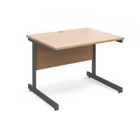 contract 25 1000 x 800 straight desk graphite frame beech top