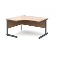 Contract 25 1400 left hand ergonomic desk, graphite leg frame beech