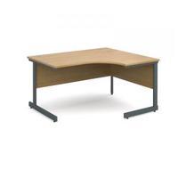 Contract 25 1400 right hand ergonomic desk, graphite leg frame oak top