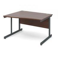 contract 25 1200 left hand wave desk graphite leg frame walnut top