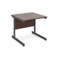 Contract 25 800 x 800 straight desk, graphite frame walnut top