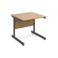 contract 25 800 x 800 straight desk graphite frame oak top