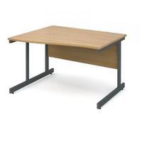 Contract 25 1200 left hand wave desk, graphite leg frame oak top