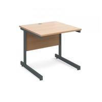 contract 25 800 x 800 straight desk graphite frame beech top