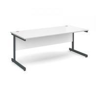 contract 25 1800 x 800 straight desk graphite frame white top