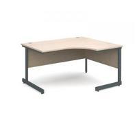 Contract 25 1400 right hand ergonomic desk, graphite leg frame maple