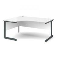 Contract 25 1600 left hand ergonomic desk, graphite leg frame white