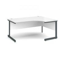 Contract 25 1600 right hand ergonomic desk, graphite leg frame white