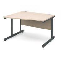 contract 25 1200 left hand wave desk graphite leg frame maple top