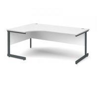 Contract 25 1800 left hand ergonomic desk, graphite leg frame white