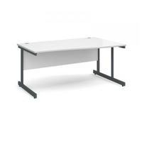 contract 25 1600 right hand wave desk graphite leg frame white top