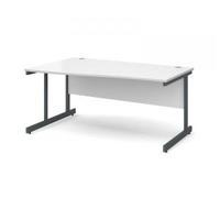 contract 25 1600 left hand wave desk graphite leg frame white top