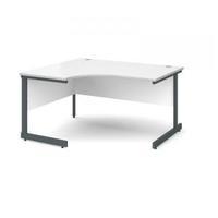 Contract 25 1400 left hand ergonomic desk, graphite leg frame white